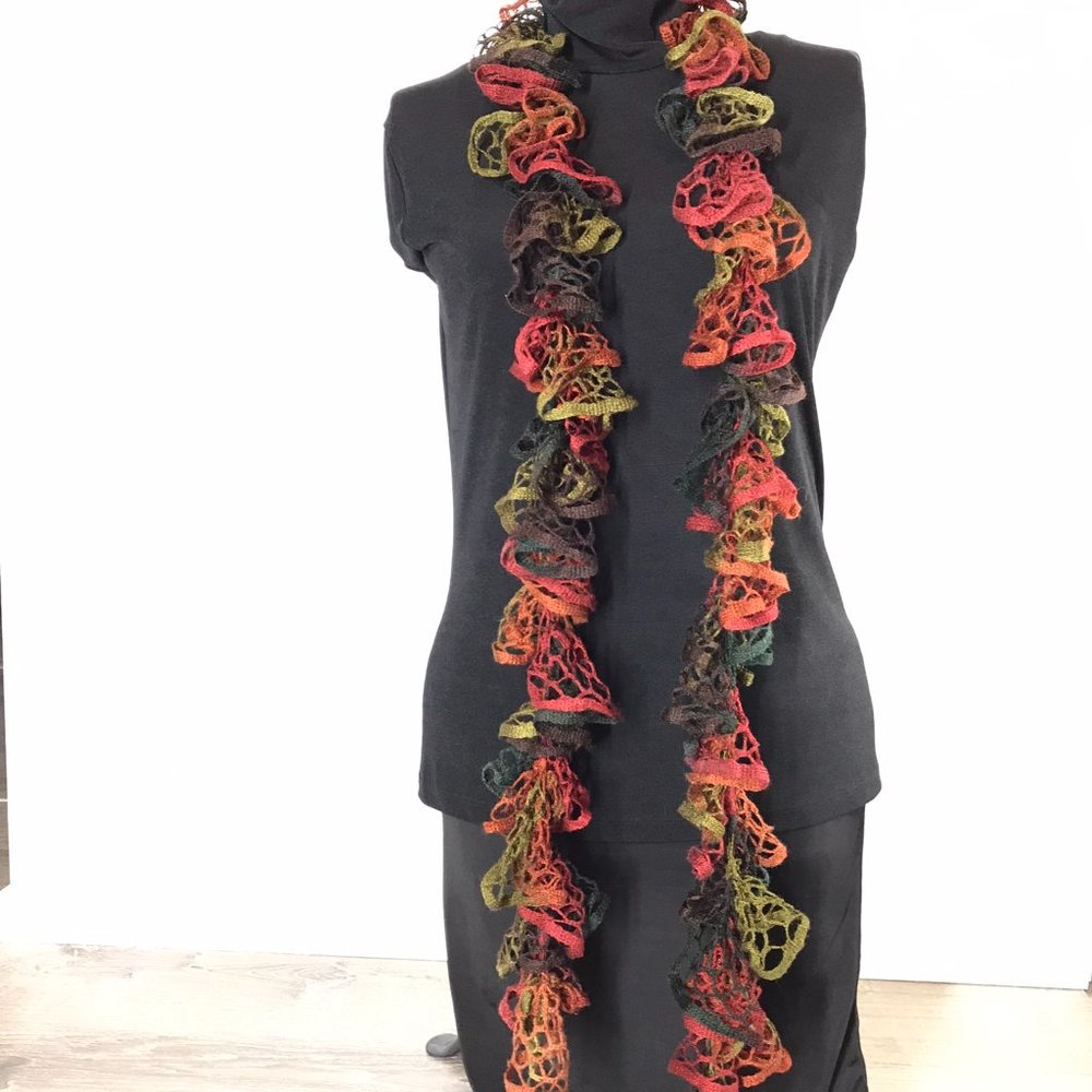 Handmade/Mom-made Crocheted Twirl Scarf - Approx 67" Long